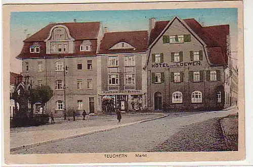 35781 Ak Teuchern Markt mit Hotel zum Löwen um 1910