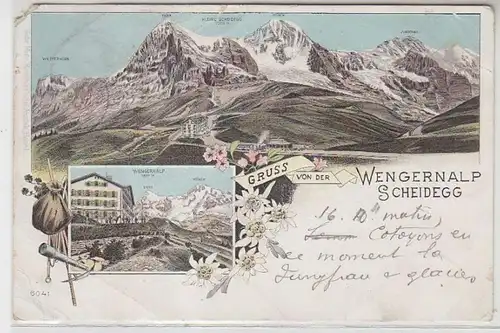 35779 Ak Lithographie Salutation de la Wengernalp Scheidegg 1897