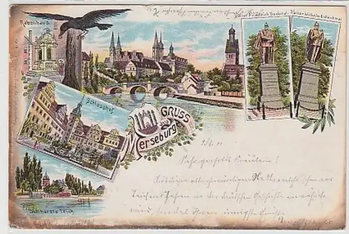 35744 Ak Lithografie Gruss aus Merseburg 1901