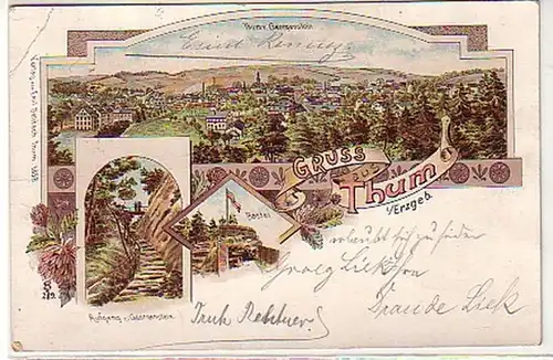 35734 Ak Lithographie Gruß aus Thum im Erzgeb. 1900