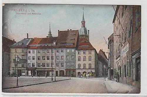 35724 Ak Freiberg Obermarkt und Ratskeller 1912