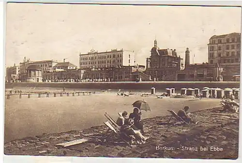35001 Ak Borkum Plage à marée basse 1926