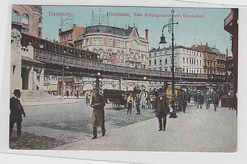 35694 Ak Hambourg Hochbahn am Graskeller vers 1910