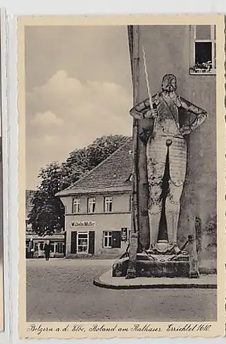 35688 Ak Belgern a.d. Elbe Roland am Rathaus um 1940