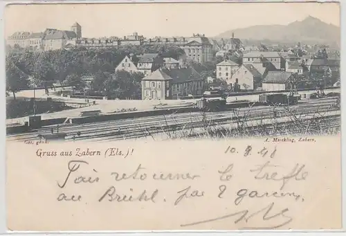 35602 Ak Salutation de Zabern dans la gare Alsace 1898