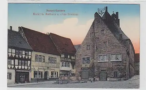 35601 Ak Sangerhausen Markt mit Restaurant um 1920