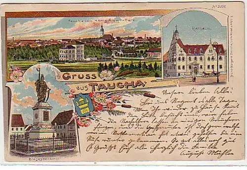 35578 Ak Lithografie Gruss aus Taucha 1902