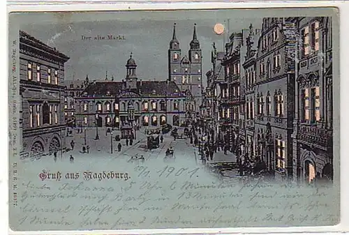 35507 Mondscheinkarte Gruss aus Magdeburg 1901