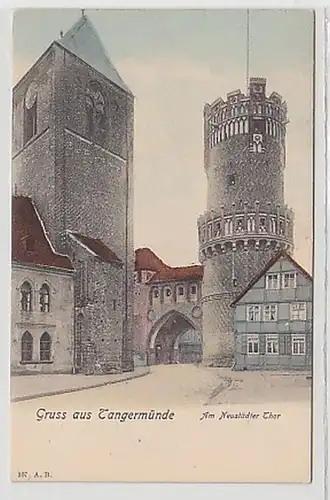 35494 Ak Salutation de Tangermünde Neustadter Thor vers 1900