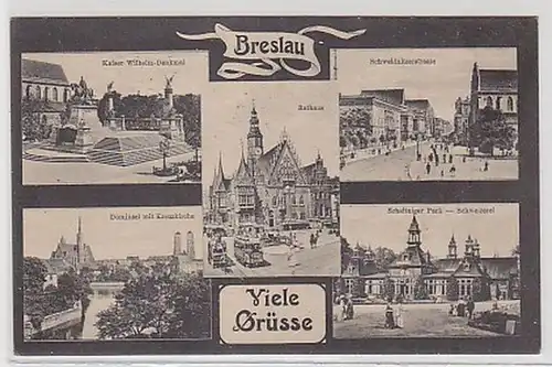 35445 Mehrbild Ak Viele Grüße Breslau 1915