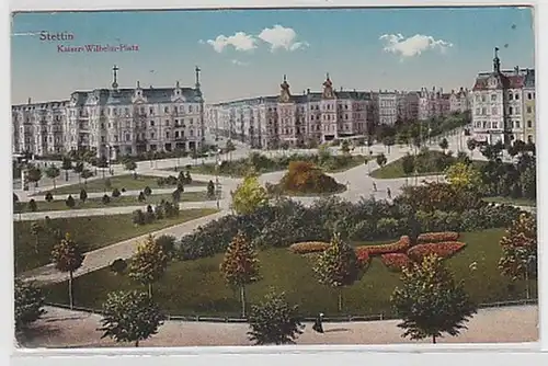 35437 Ak Stettin Kaiser Wilhelm Platz 1920