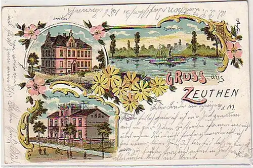 35415 Ak Lithographie Gruss aus Zeuthen 1902