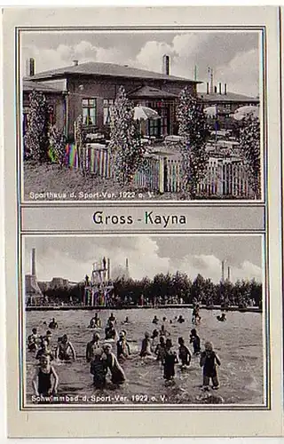 35312 Ak Gross Kayna Schwimmbad & Sporthaus um 1940