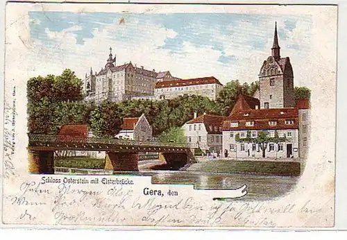 35299 Ak Gera Château de Osterstein avec pont d'Elster 1903