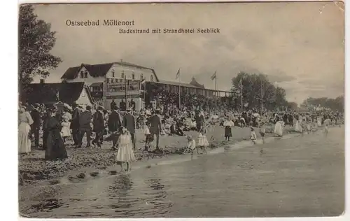 35291 Ak Ostseebad Möltenort Badestrand mit Strandhotel Seeblick um 1910