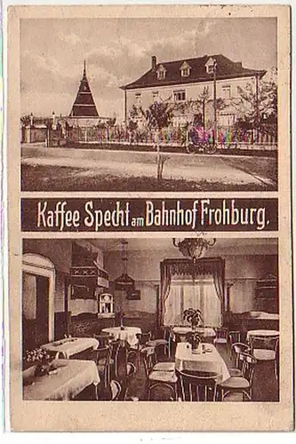 35239 Ak Frohburg Kaffee Specht am Bahnhof 1931