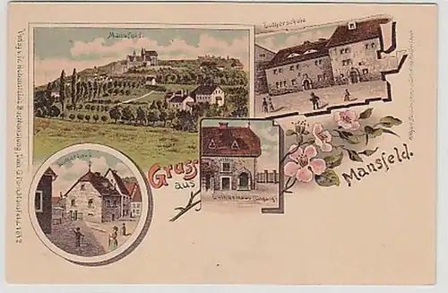 35207 Ak Lithographie Gruss aus Mansfeld um 1900