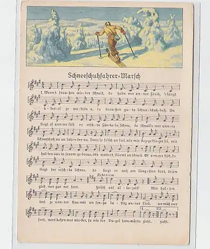 35189 Lied Ak Schneeschuhfahrer Marsch um 1950