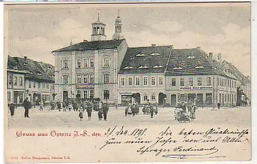 35162 Ak Salutation de Ostritz Hotel au Hirsch 1898