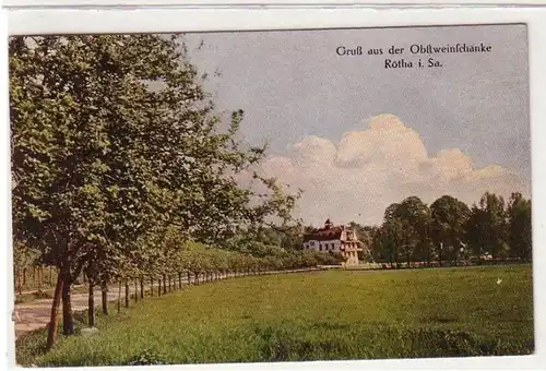 35155 Ak Gruß aus der Obstweinschänke Rötha in Sachsen 1922