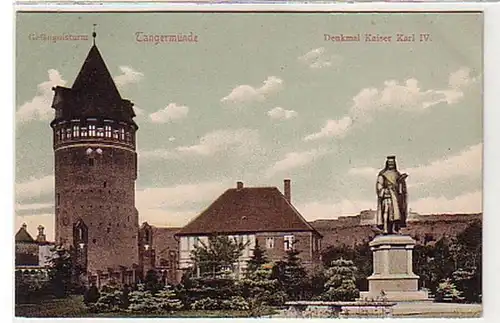 35131 Ak Tangermünde Gefängnisturm und Denkmal 1906