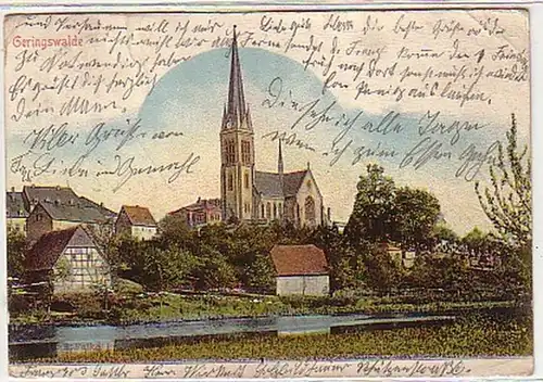 35120 Ak Geringswalde Totalansicht mit Kirche 1902