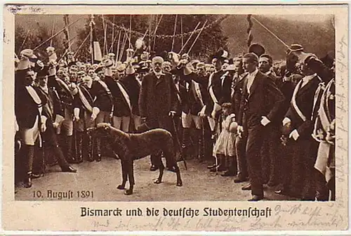 35105 Ak Bismarck et le groupe d'étudiants allemands 1891
