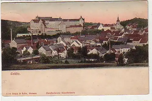 35090 Handkolorierte Künstlerkarte Colditz 1909