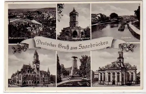 35086 Ak Deutscher Gruß aus Saarbrücken um 1930