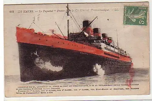 35055 Ak Le Havre le Paquetbot "France" um 1915