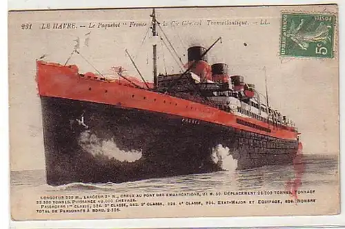35055 Ak Le Havre le Paquetbot "France" vers 1915