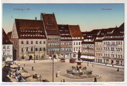 35034 Ak Freiberg Obermarkt mit Apotheke um 1910