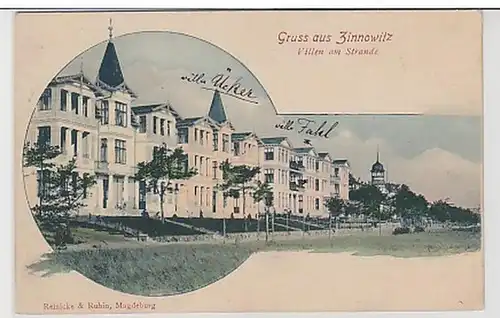 34957 Ak Gruß aus Zinnowitz Villen am Strand um 1900