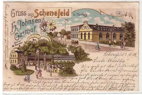 34949 Ak Lithographie Salutation de Gasthof Schenefeld près de Hambourg 1903