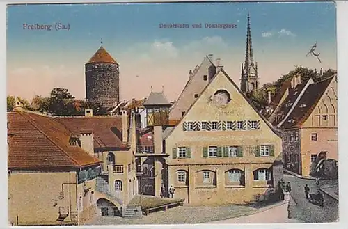 34924 Ak Freiberg Donatsturm und Donatsgasse um 1910