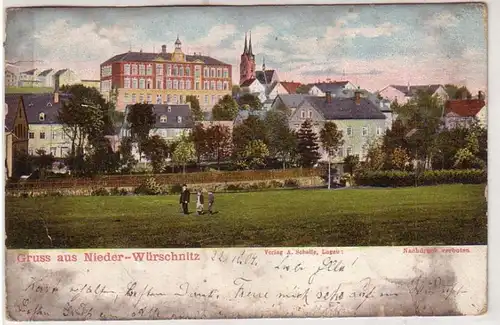 34917 Ak Gruß aus Nieder Würschnitz Totalansicht 1904