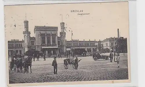 34858 Ak Wroclaw gare centrale avec trafic 1909
