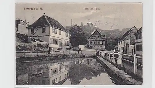 34849 Ak Gernrode am Harz Partie am Teich 1909