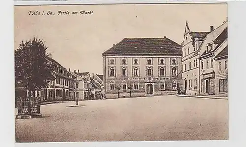 34788 Ak Rötha i. Sa. Partie am Markt mit Gasthof 1928