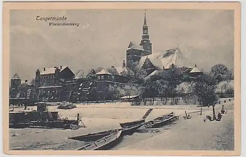 34756 Ak Tangermünden Wintersmügen 1919