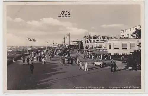 34747 Ak Ostseebad Warnemünde Promenade mit Kurhaus 1935