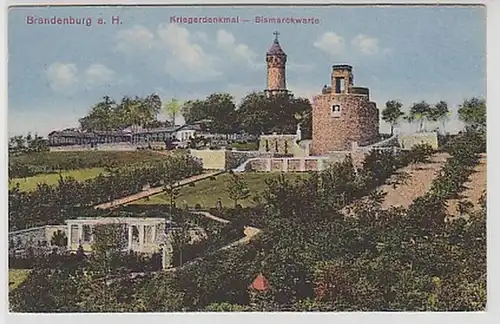 34744 Ak Brandenburg Kriegerdenkmal Bismarckwarte 1920