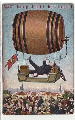 34719 Humour Ak "Qui boit longtemps vit longtemps!" 1916