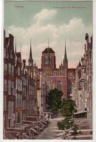 34673 Ak Danzig Frauengasse und Marienkirche um 1910