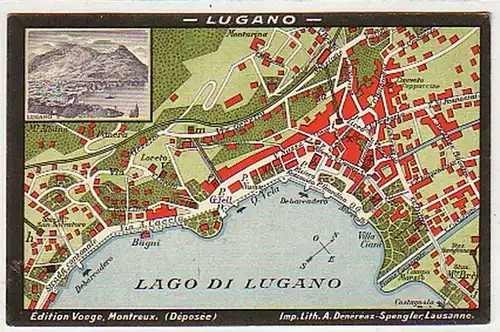 34665 Staptplan Ak Lugano Suisse vers 1930