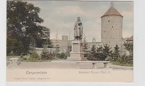 34617 Ak Tangermünde Denkmal Kaiser Karl IV. um 1900