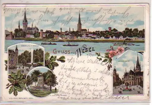 34531 Ak Lithographie Gruß aus Wesel am Rhein 1898
