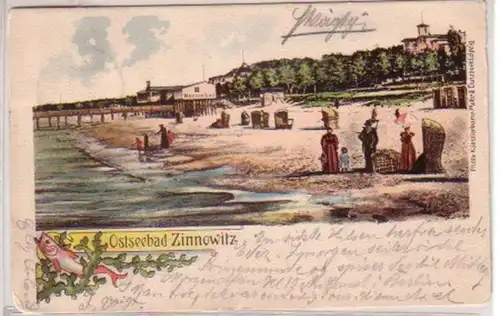 34526 Ak Lithographie Ostseebad Zinnowitz 1904