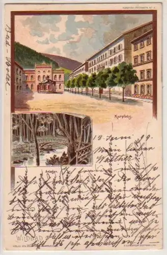 34516 Ak Lithographie Wildbad Kurplatz 1899