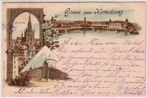 34510 Ak Lithographie Gruß aus Konstanz Post usw. 1898